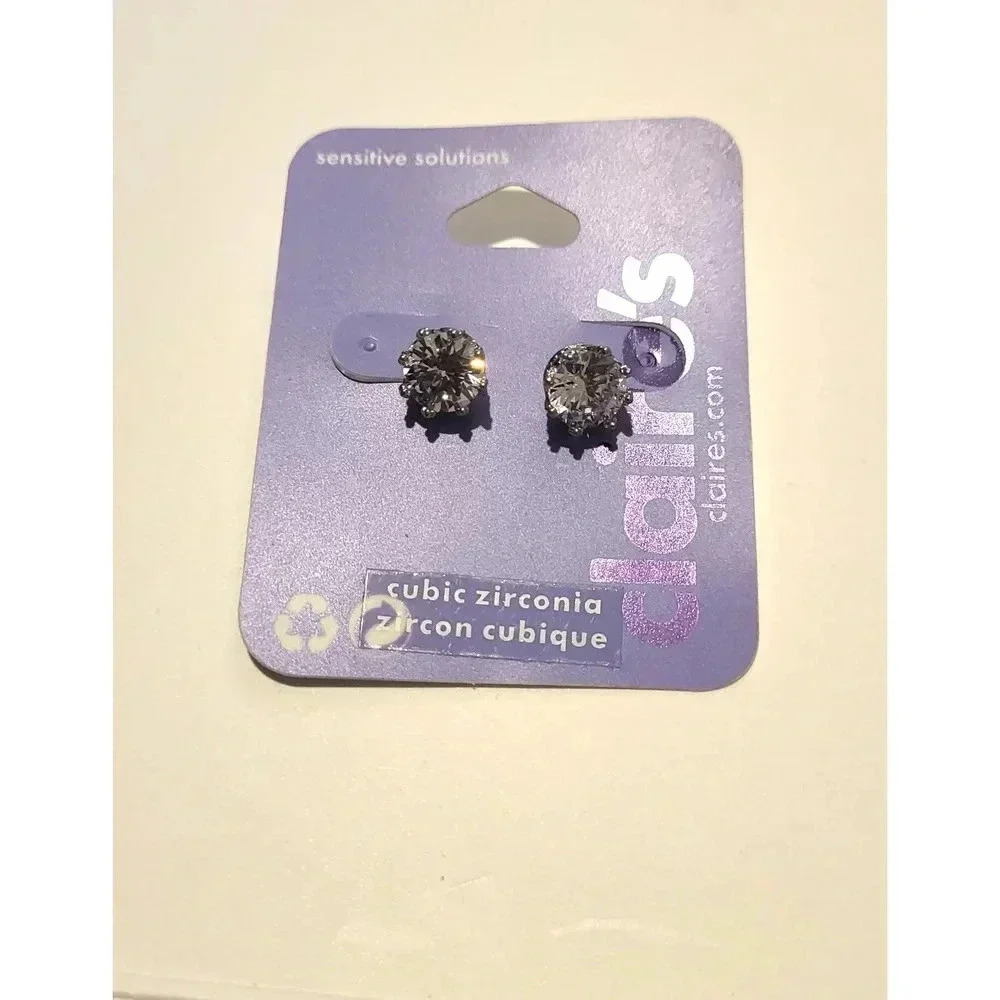 Claire's Large CZ Stud Earrings New‎